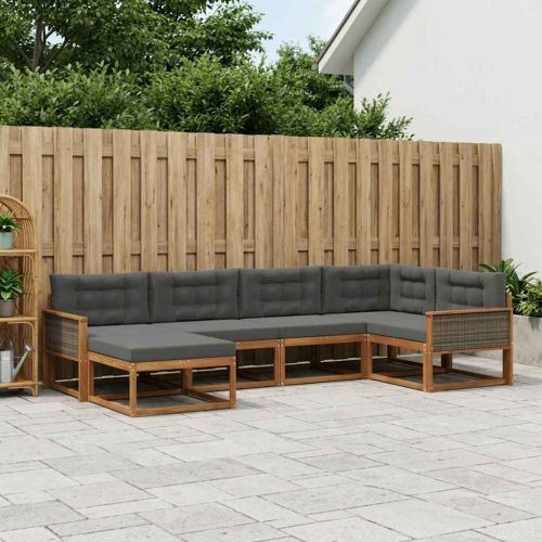 Комплект дивани за открито 6 pcs Натурален и Антрацит