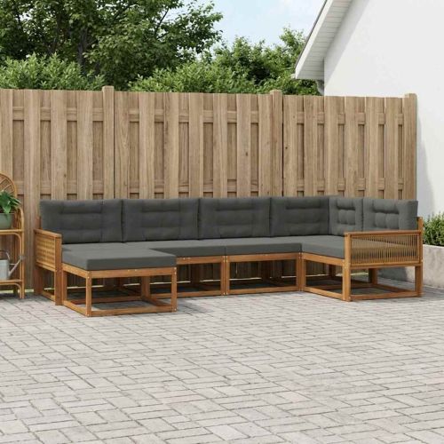 Комплект дивани за открито 6 pcs Натурален и Антрацит
