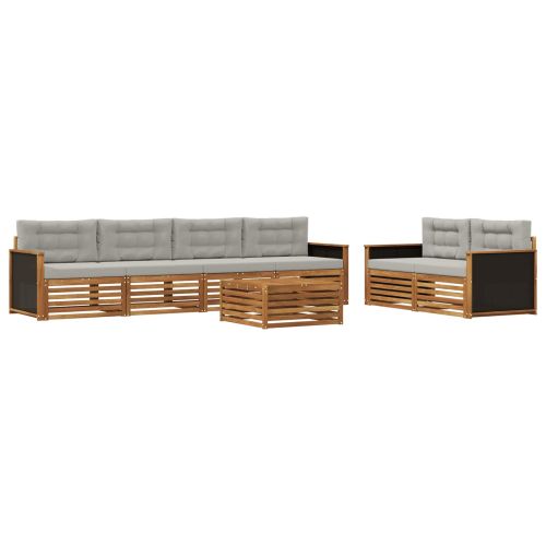 Комплект дивани за открито 7 pcs Натурално и светлосиво