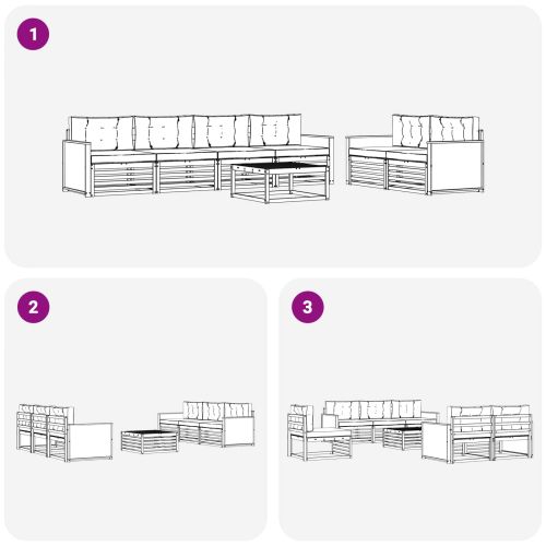 Комплект дивани за открито 7 pcs Натурално и светлосиво