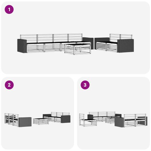 Комплект дивани за открито 7 pcs Натурално