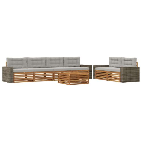 Комплект дивани за открито 7 pcs Натурално и светлосиво