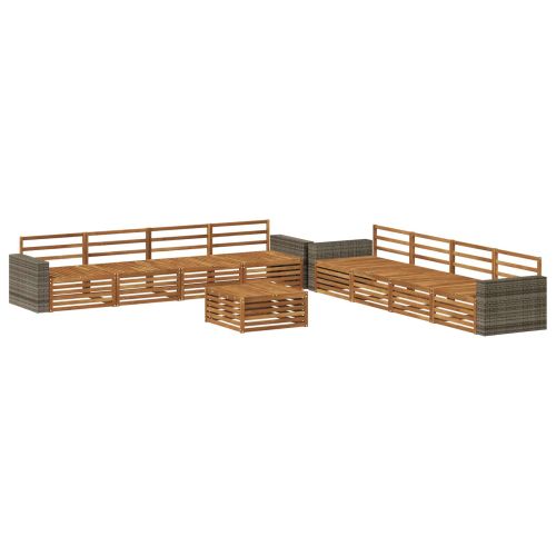 Комплект дивани за открито 9 pcs Натурално