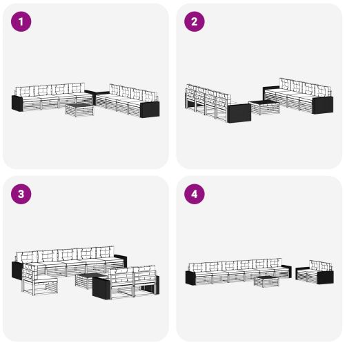 Комплект дивани за открито 9 pcs Натурален и Антрацит Полиестер