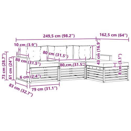 Комплект дивани за открито 4 pcs Натурален и Крема Полиестер