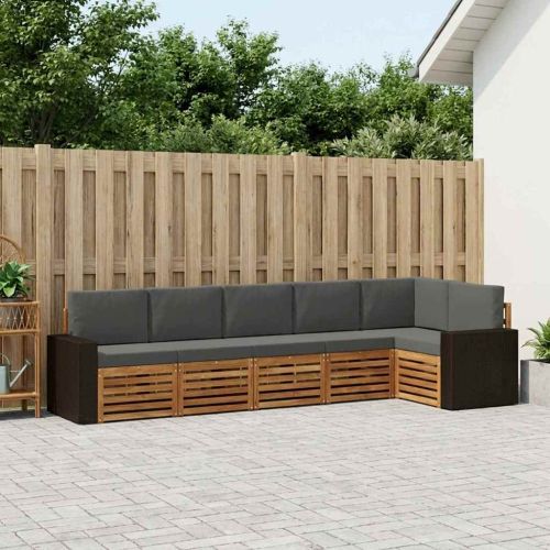 Комплект секционен диван 6 pcs Натурален и Антрацит