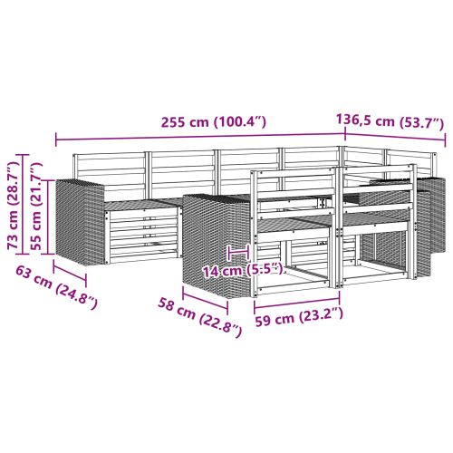 Комплект секционен диван 7 pcs Натурално