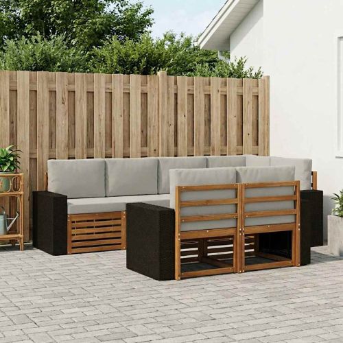 Комплект секционен диван 7 pcs Натурално и светлосиво