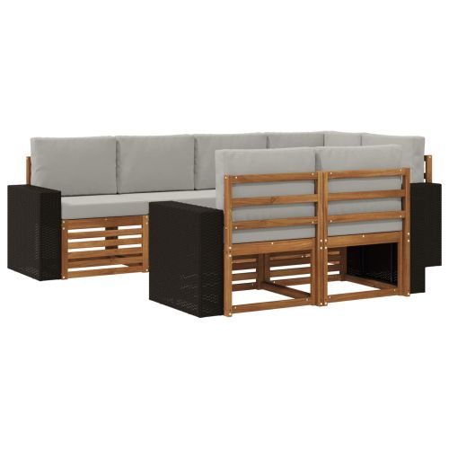 Комплект секционен диван 7 pcs Натурално и светлосиво