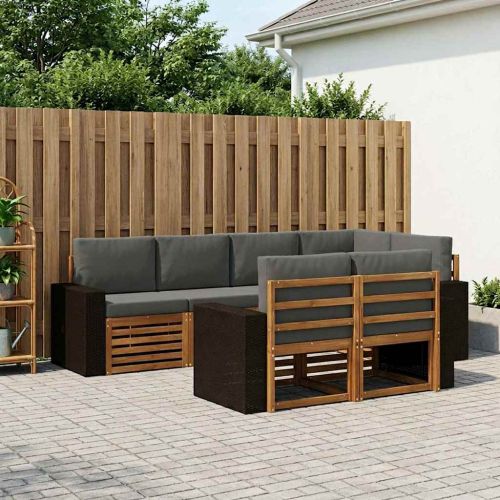 Комплект секционен диван 7 pcs Натурален и Антрацит