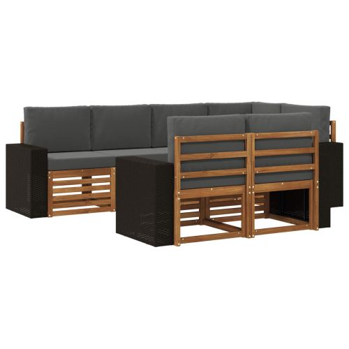 Комплект секционен диван 7 pcs Натурален и Антрацит