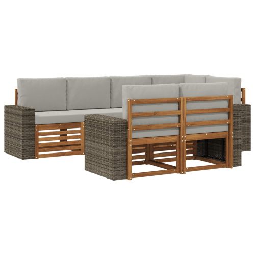 Комплект секционен диван 7 pcs Натурално и светлосиво