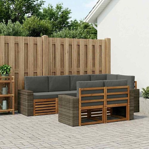 Комплект секционен диван 7 pcs Натурален и Антрацит