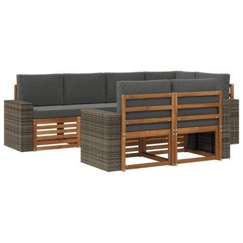 Комплект секционен диван 7 pcs Натурален и Антрацит
