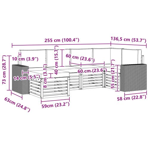 Комплект секционен диван 6 pcs Натурален и Антрацит