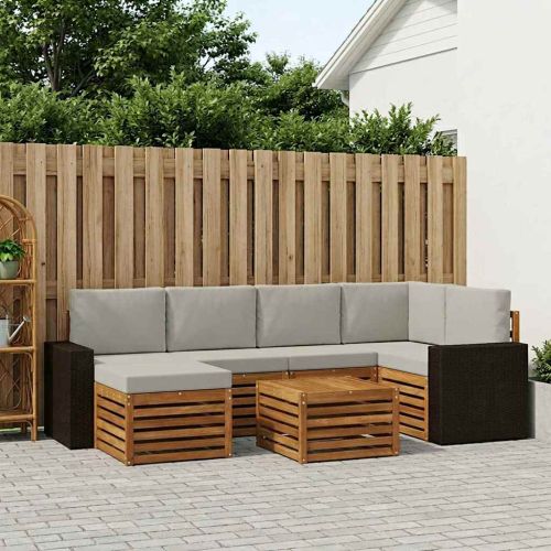 Комплект секционен диван 7 pcs Натурално и светлосиво