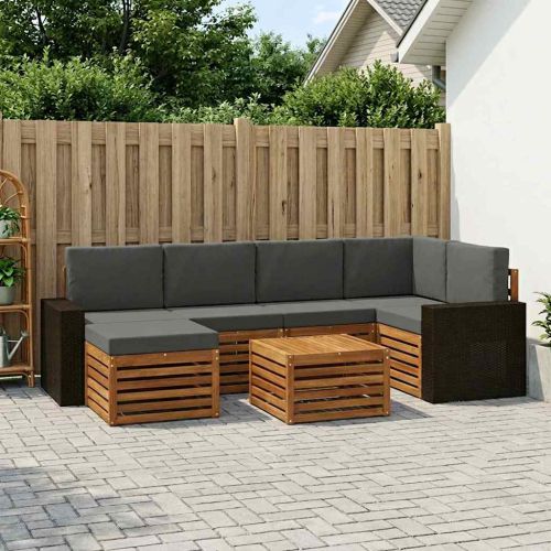 Комплект секционен диван 7 pcs Натурален и Антрацит