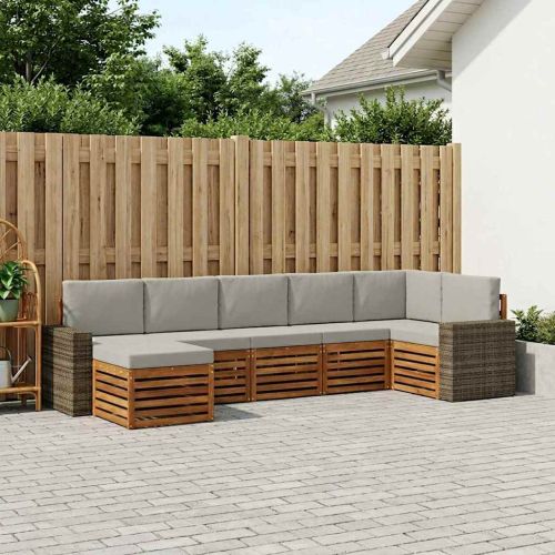 Комплект секционен диван 7 pcs Натурално и светлосиво