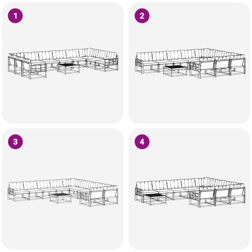 Комплект дивани за открито с възглавница 11 pcs Бяло и кремаво