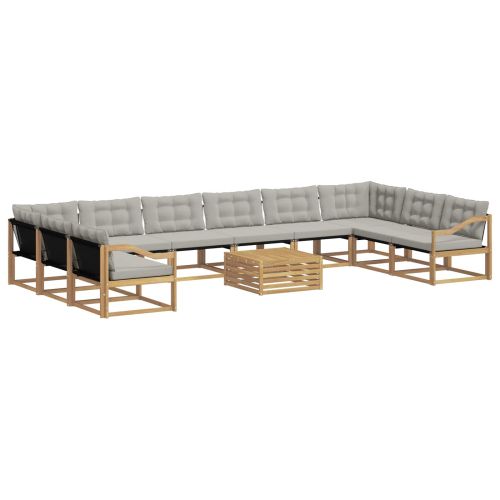 Комплект дивани за открито 11 pcs Бяло и светлосиво