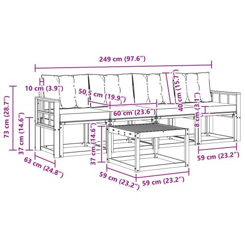 Комплект дивани за открито 5 pcs Бяло и светлосиво
