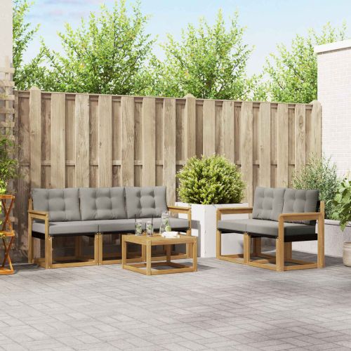 Комплект дивани за открито 6 pcs Бяло и светлосиво
