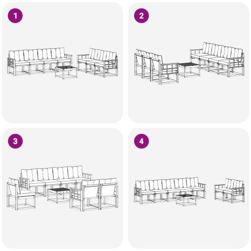 Комплект дивани за открито 8 pcs Бяло и светлосиво