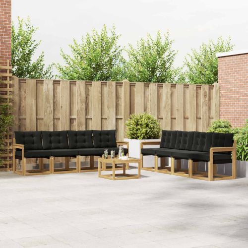 Комплект дивани за открито с възглавница 9 pcs Бяло и черно