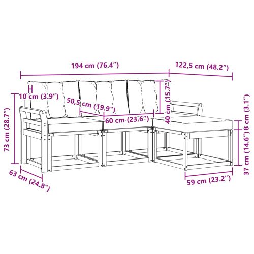 Комплект дивани за открито 4 pcs Бяло и светлосиво