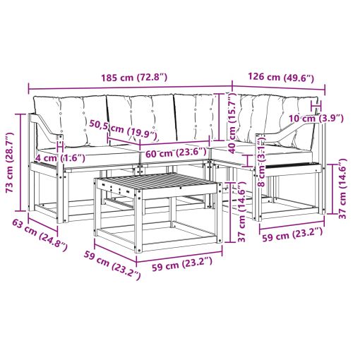 Комплект дивани за открито 5 pcs Бяло и светлосиво