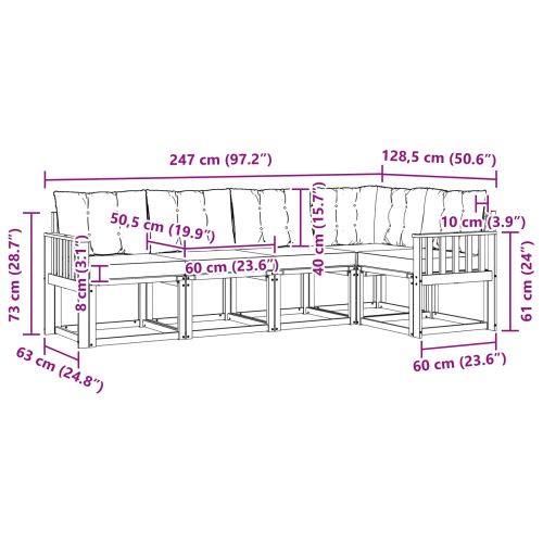 Комплект дивани за открито 5 pcs Бяло и светлосиво