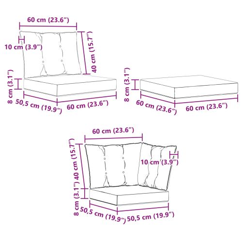 Комплект дивани за открито с възглавница 6 pcs Бяло и черно