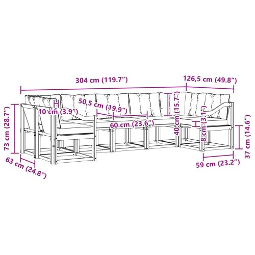 Комплект дивани за открито 7 pcs Бяло и светлосиво