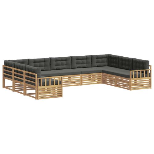 Комплект дивани за открито с възглавница 9 pcs Бяло и антрацит