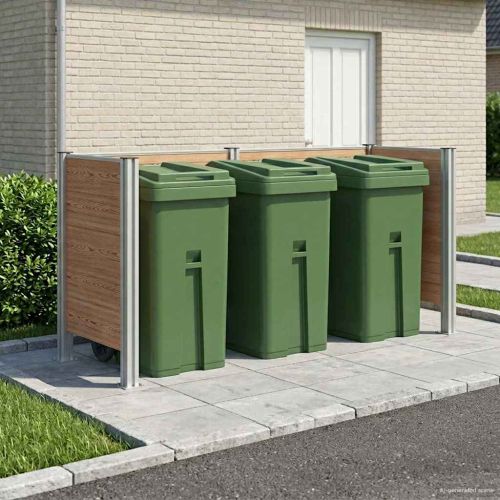 Оградка за кошче Кафяво 237 x 85 x 115 см Алуминий и WPC