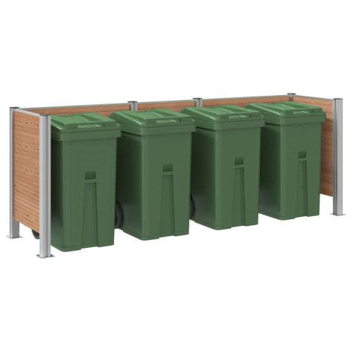 Оградка за кошче Кафяво 315 x 85 x 115 см Алуминий и WPC