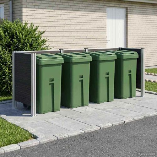 Оградка за кошче Сиво 315 x 85 x 115 см Алуминий и WPC