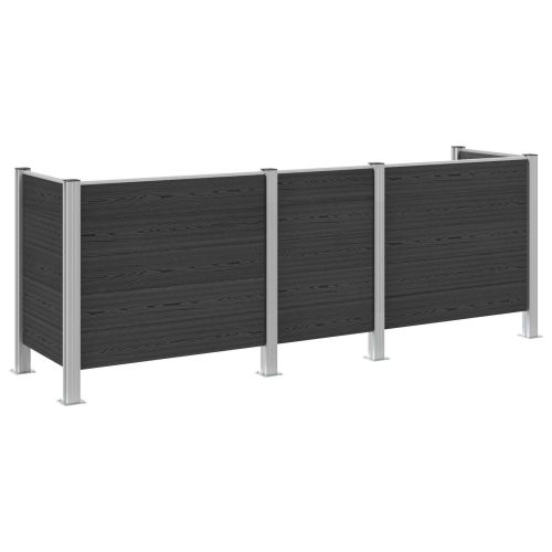 Оградка за кошче Сиво 315 x 85 x 115 см Алуминий и WPC