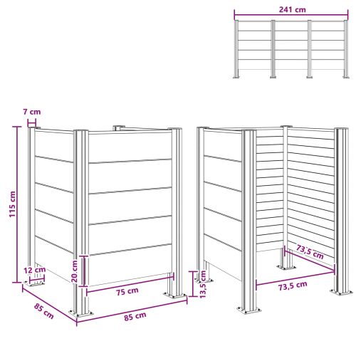 Оградка за кошче Сиво 85 x 85 x 115 см Алуминий и WPC