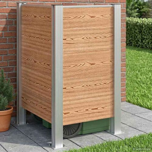 Оградка за кошче Кафяво 85 x 85 x 115 см Алуминий и WPC