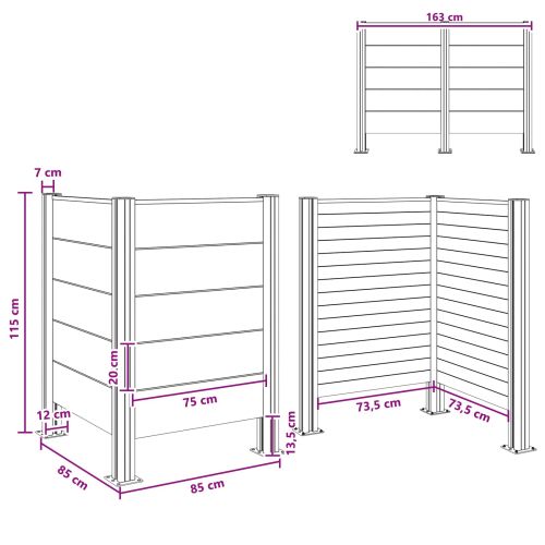 Оградка за кошче Сиво 85 x 85 x 115 см Алуминий и WPC