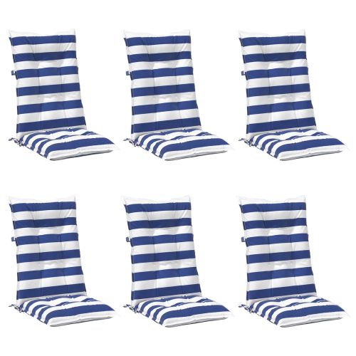 Възглавница за открито 6 pcs Синьо и бяло 120 x 50 x 7 см