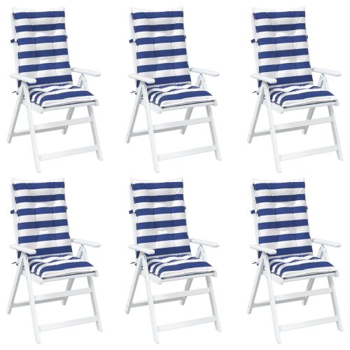 Възглавница за открито 6 pcs Синьо и бяло 120 x 50 x 7 см