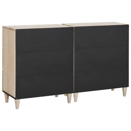 Служебен шкаф 2 pcs Бяло 120 x 33,5 x 75 см мангово дърво масив