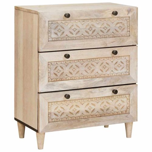 Служебен шкаф 3 pcs Бяло 180 x 33,5 x 75 см мангово дърво масив