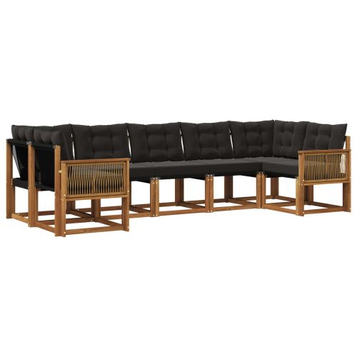 Комплект дивани за открито 7 pcs Естествено и черно