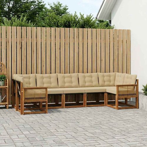Комплект дивани за открито 7 pcs Натурален и Бежов