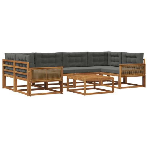 Комплект дивани за открито 7 pcs Натурален и Антрацит