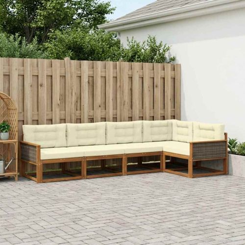 Комплект дивани за открито 5 pcs Натурален и Крема