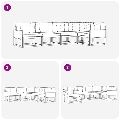 Комплект дивани за открито 5 pcs Натурален и Крема